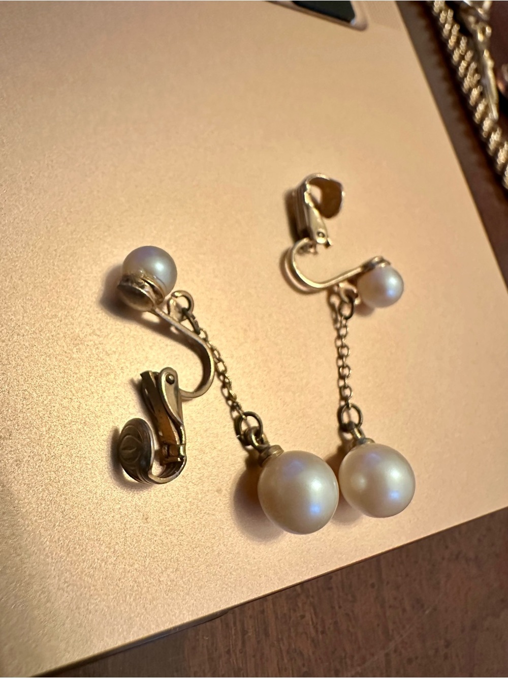 Pearl Drop Clip-On Earrings - White Pearls